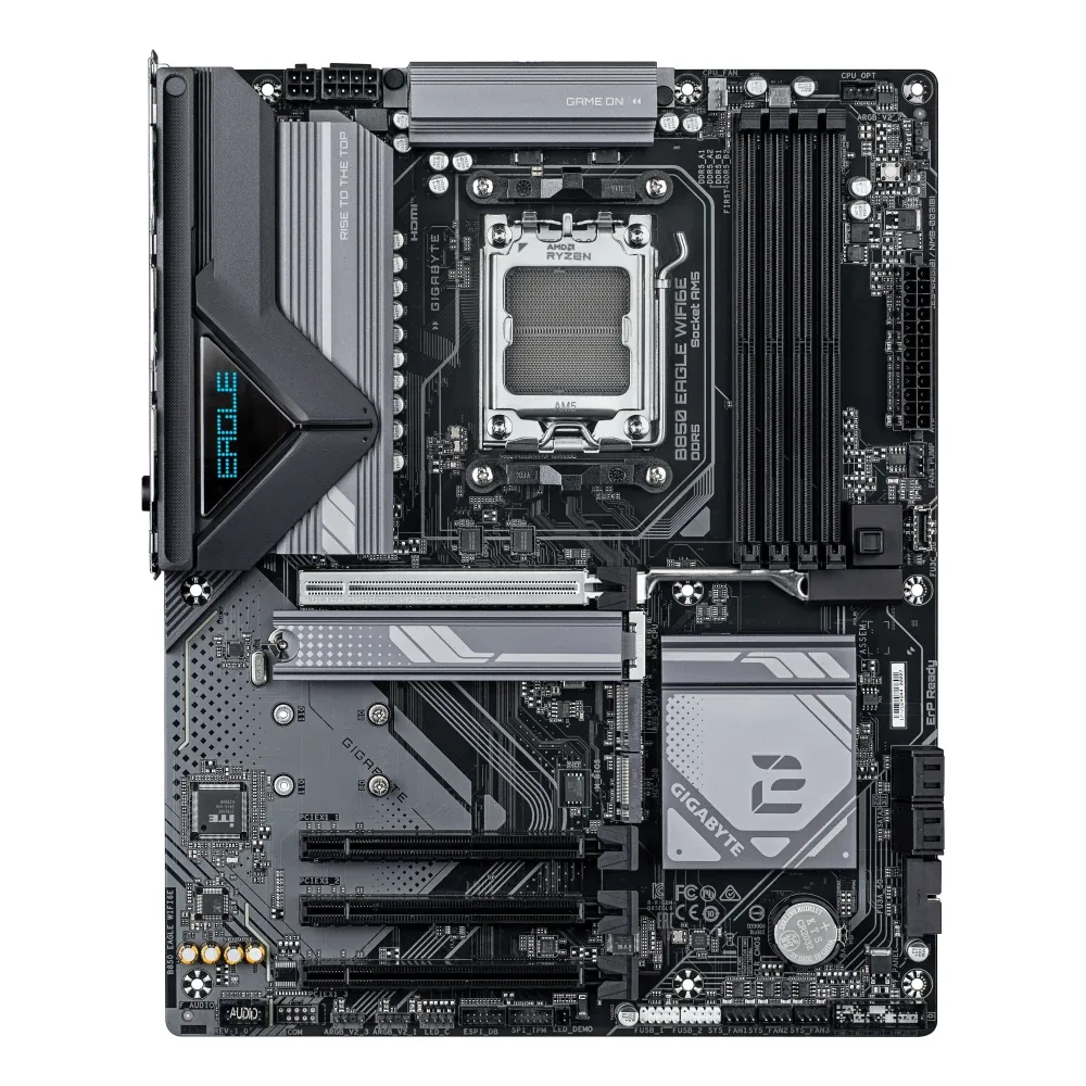 Gigabyte B850 EAGLE WIFI6E AMD AM5 Socket Motherboard, ATX, 4x DDR5 Slots, 3x M.2 Sockets, Fitted I/O Shield, GbE LAN, Wi-Fi 6E, 1x DisplayPort / 1x HDMI Port