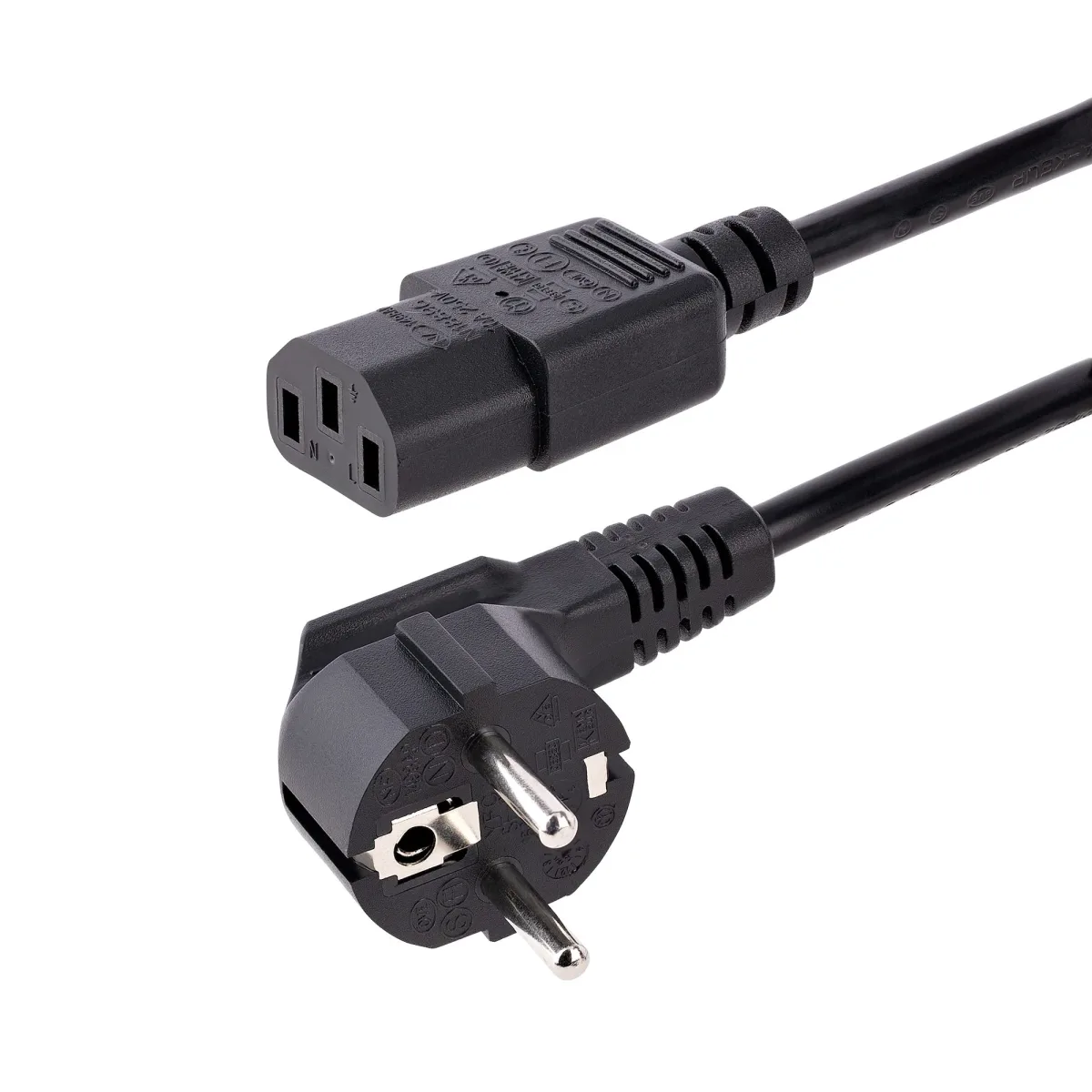 StarTech 3m (10ft) Computer Power Cord, 18AWG, EU Schuko to C13 Power Cord, 10A 250V, Black Replacement AC Cord, TV/Monitor Power Cable, Schuko CEE 7/7 to IEC 60320 C13 Power Cord - PC Power Supply Cable (713E-3M-POWER-CORD) - Power cable - power CEE 7/7 (P) angled to power IEC 60320 C13 - AC 250 V - 10 A - 3 m - molded - black - Europe