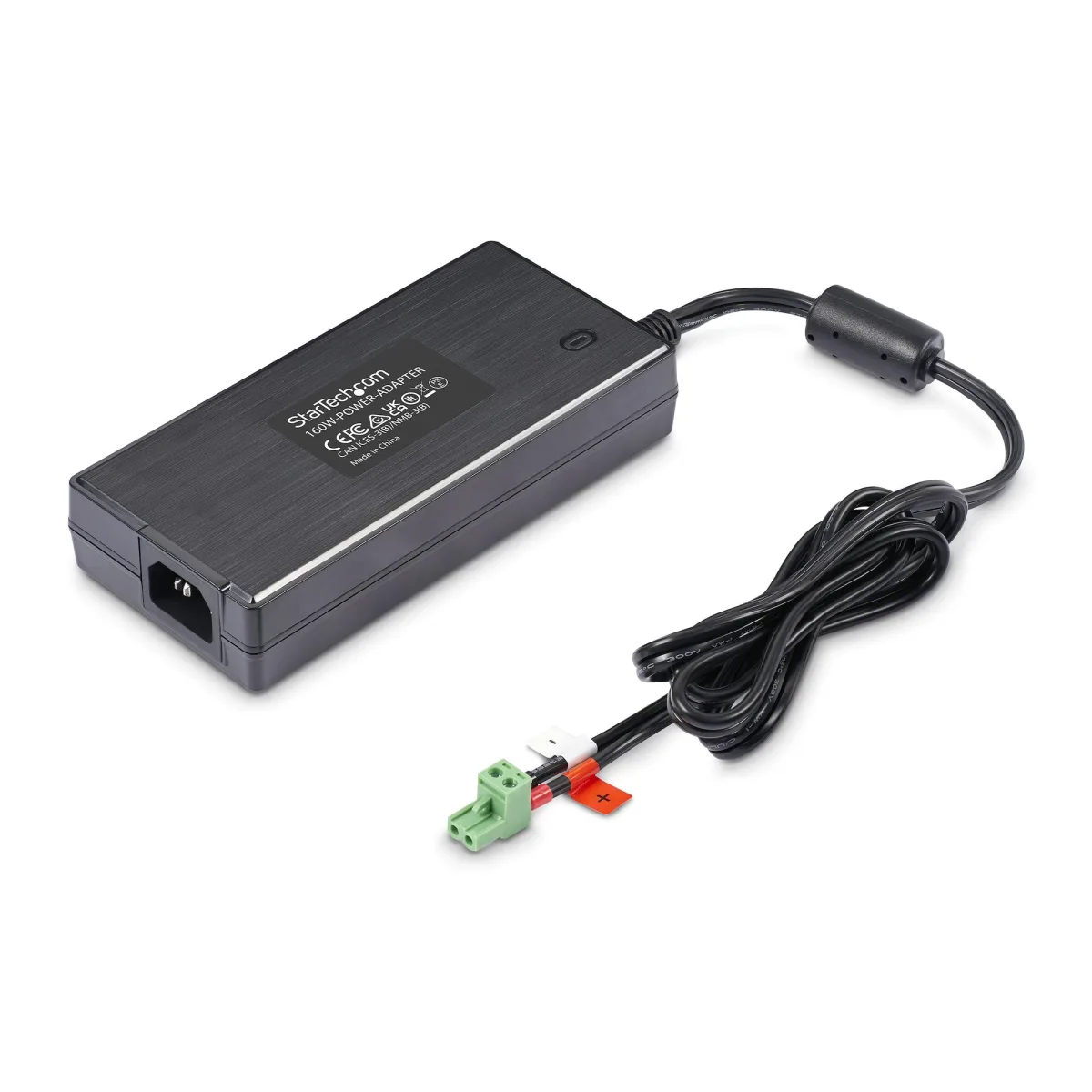 StarTech 160W Universal DC Power Adapter (24V/6.6A), 2-Wire Cord and 2/3-Pin Terminal Blocks, 100-240V AC/DC External Power Supply for Industrial USB Hubs, NA/UK/EU/ANZ Cords - 4ft/1.2m DC Power Cord (160W-POWER-ADAPTER)