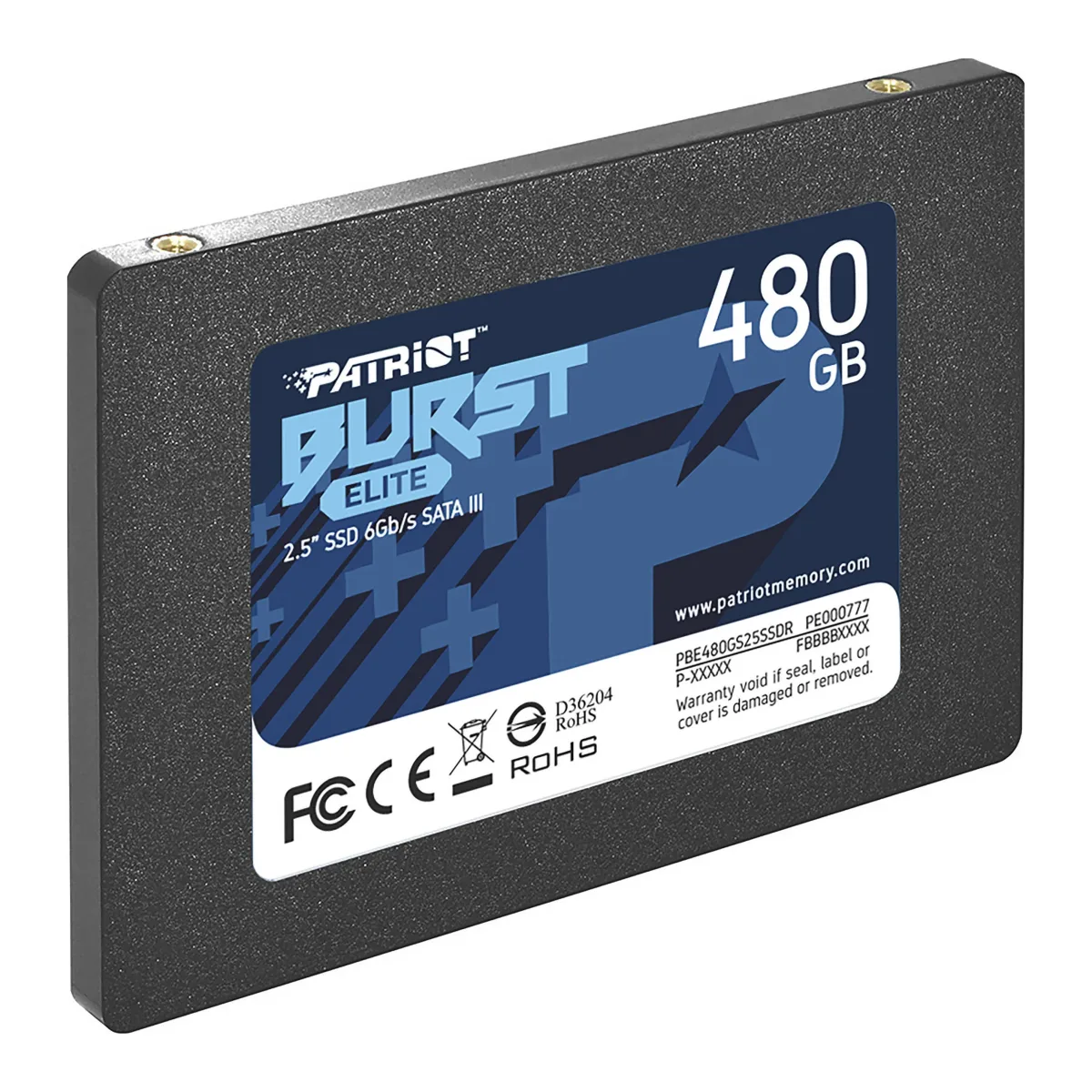 Patriot Elite (PBE480GS25SSDR) 480GB 2.5 Inch SSD, Sata 3 Interface, Read 450MB/s, Write 320MB/s, 3 Year Warranty