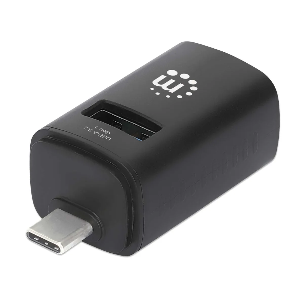 Manhattan 180993 USB-C Dock/Hub 3-PORT Compact 3X USB-A USB 3.0 Bus Power Black