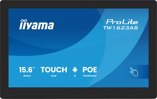 iiyama ProLite TW1623AS-B3P - Android PC - touch panel PC 1 RK3568 - RAM 4 GB - SSD - eMMC 32 GB - Mali-G52 - Bluetooth 5.2, Gigabit Ethernet - Android 13 - monitor: LED 15.6" 1920 x 1080 (Full HD) touchscreen - black, matte
