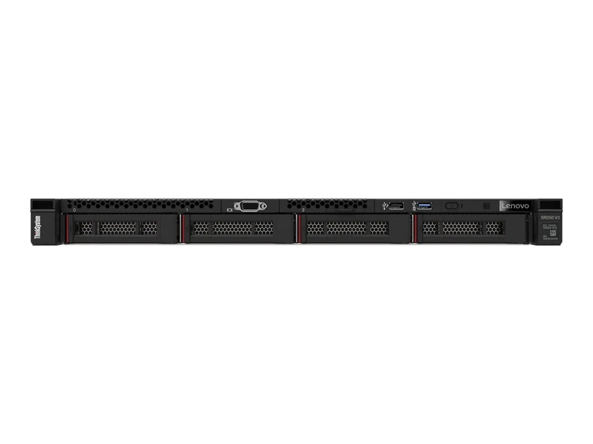 Lenovo ThinkSystem SR250 7Y51 - Server - rack-mountable - 1U - 1-way - 1 x Xeon E-2224 / up to 4.6 GHz - RAM 8 GB - SATA - hot-swap 3.5" bay(s) - no HDD - Matrox G200 - Gigabit Ethernet - no OS - monitor: none