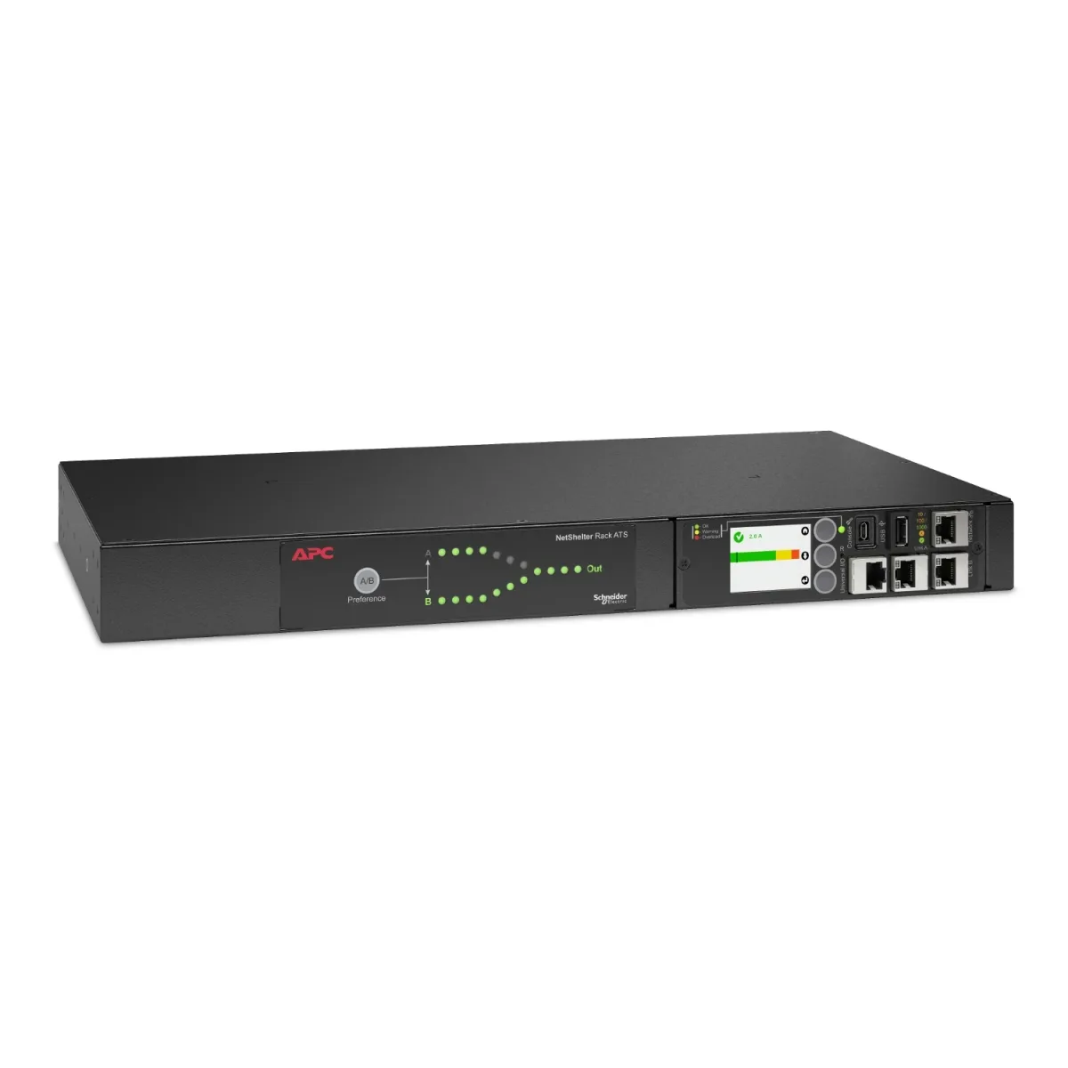 APC NetShelter - Automatic transfer switch (rack-mountable) - AC 207-253 V - 2000 VA - 1-phase - Ethernet 10/100/1000, USB - output connectors: 12 - 1U - black