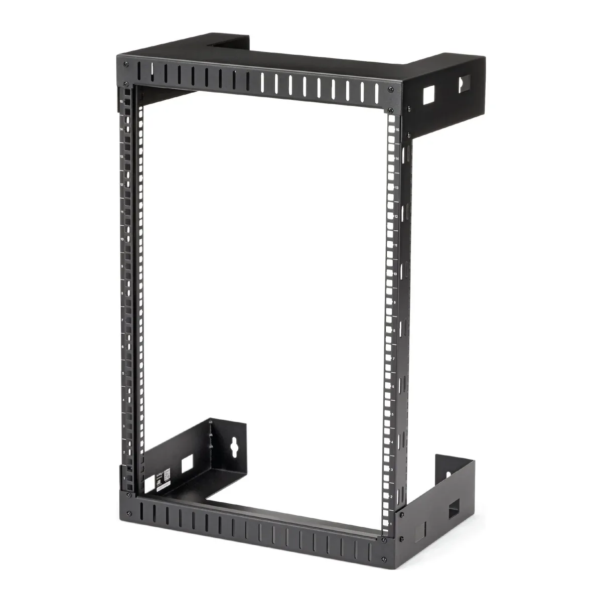 Startech 15U 19" Wall Mount Network Rack - 12" Deep 2 Post Open Frame Server Room Rack for Data/AV/IT/Computer Equipment/Patch Panel with Cage Nuts & Screws 200lb Capacity, Black (RK15WALLO) - Rack - wall mountable - black - 15U - 12