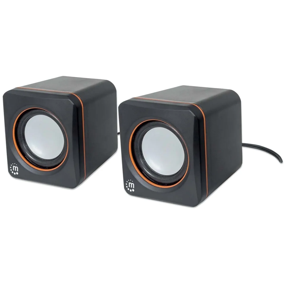 Manhattan 161435 2600 Series 2X Speaker System- 3.5MM USB-A/Power Black