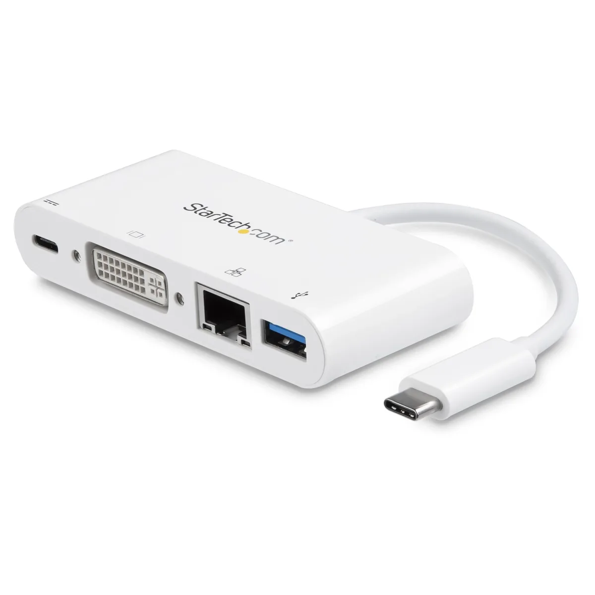 StarTech USB C Multiport Adapter, USB-C to DVI-D (Digital) Video Adapter with 60W Power Delivery Passthrough Charging, GbE, USB-A, Portable USB Type-C/Thunderbolt 3 Mini Laptop Dock - Dock with Ethernet (DKT30CDVPD)