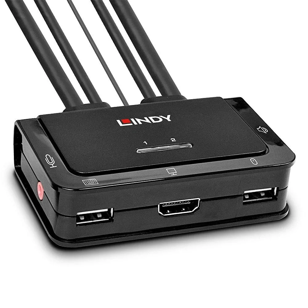 Lindy 42340 2 Port HDMI USB 2.0 Audio KVM Switch Compact
