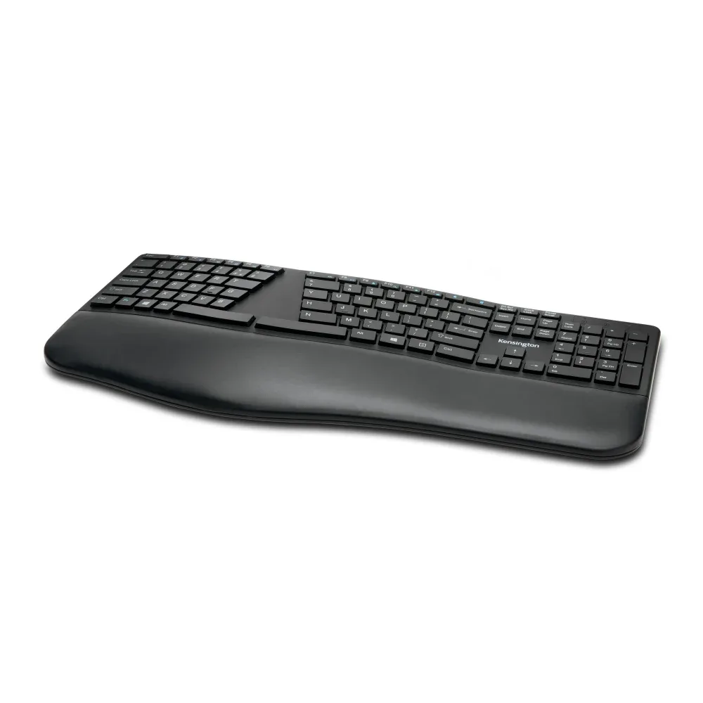 Kensington Pro Fit Ergo Wireless Keyboard - Keyboard - wireless - 2.4 GHz, Bluetooth 4.2 - UK - black