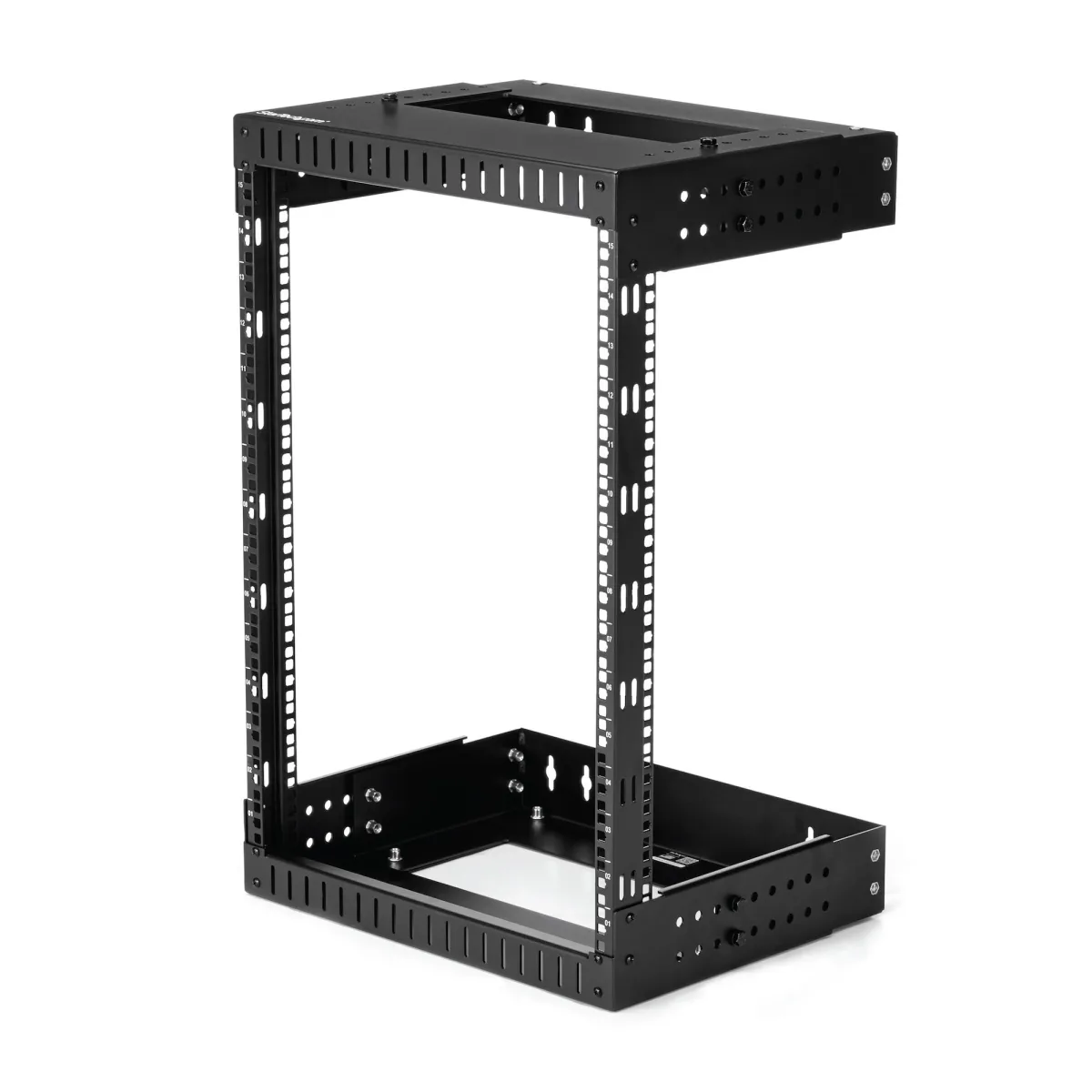 Startech 15U 19" Wall Mount Network Rack, Adjustable Depth 12-20" 2 Post Open Frame Server Room Rack for AV/Data/ IT Communication/Computer Equipment/Switch with Cage Nuts & Screws - 15U Adjustable Rack - Rack - wall mountable - black - 15U - 19