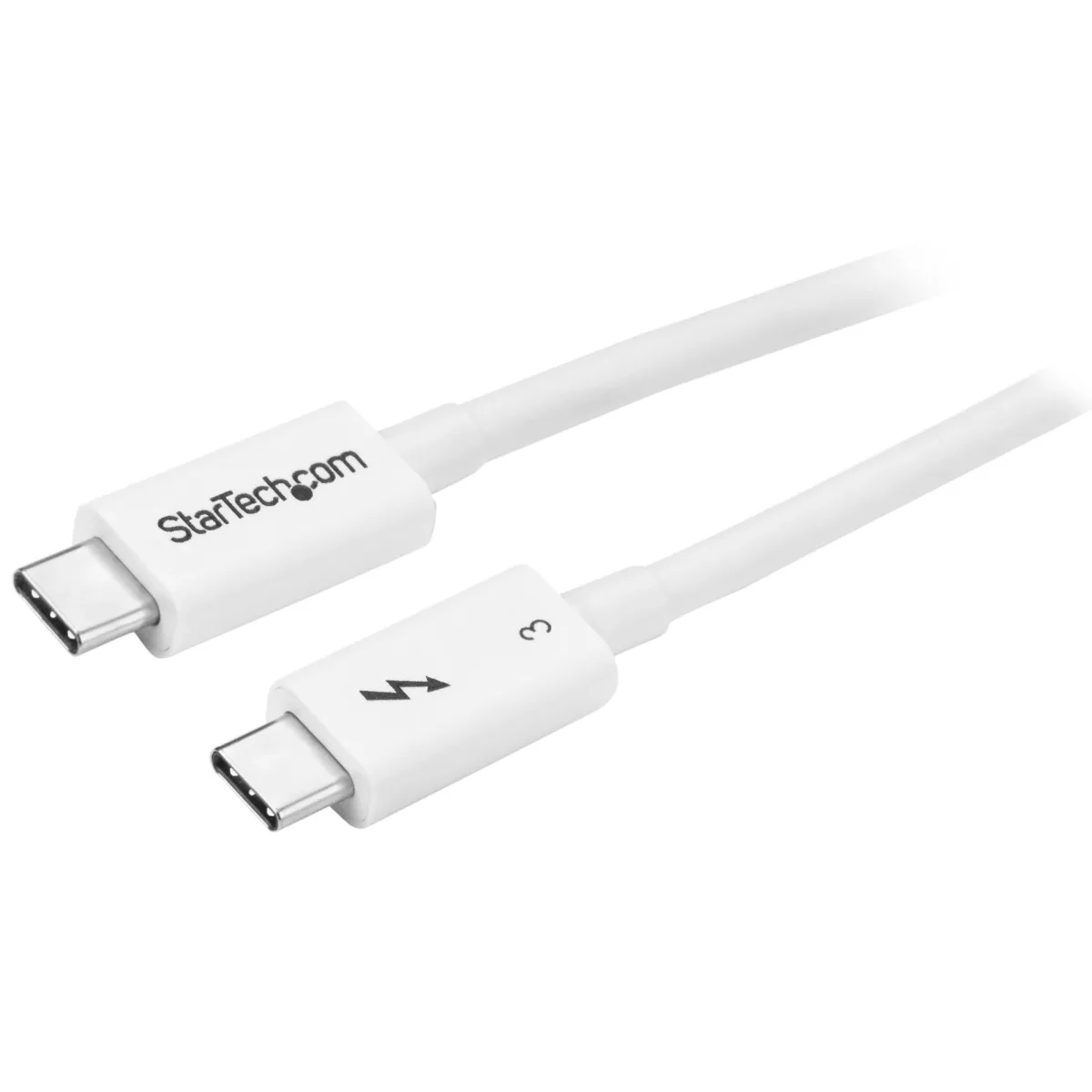 StarTech 1.6ft (50cm) Thunderbolt 3 Cable, 40Gbps, 100W PD, 4K/5K Video, Thunderbolt-Certified, Compatible w/ TB4/USB 3.2/DisplayPort - Thunderbolt cable - USB-C (M) to USB-C (M) - USB 3.1 Gen 2 / Thunderbolt 3 / DisplayPort 1.2 - 50 cm - 4K support - white