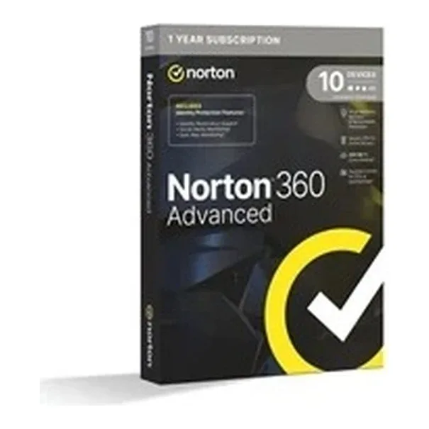 Norton 360 Advanced, Antivirus Software for 10 Devices, 1-year Subscription, Includes Secure VPN, Dark Web Monitoring and Password Manager, 200GB of Cloud Storage, PC/Mac/iOS/Android