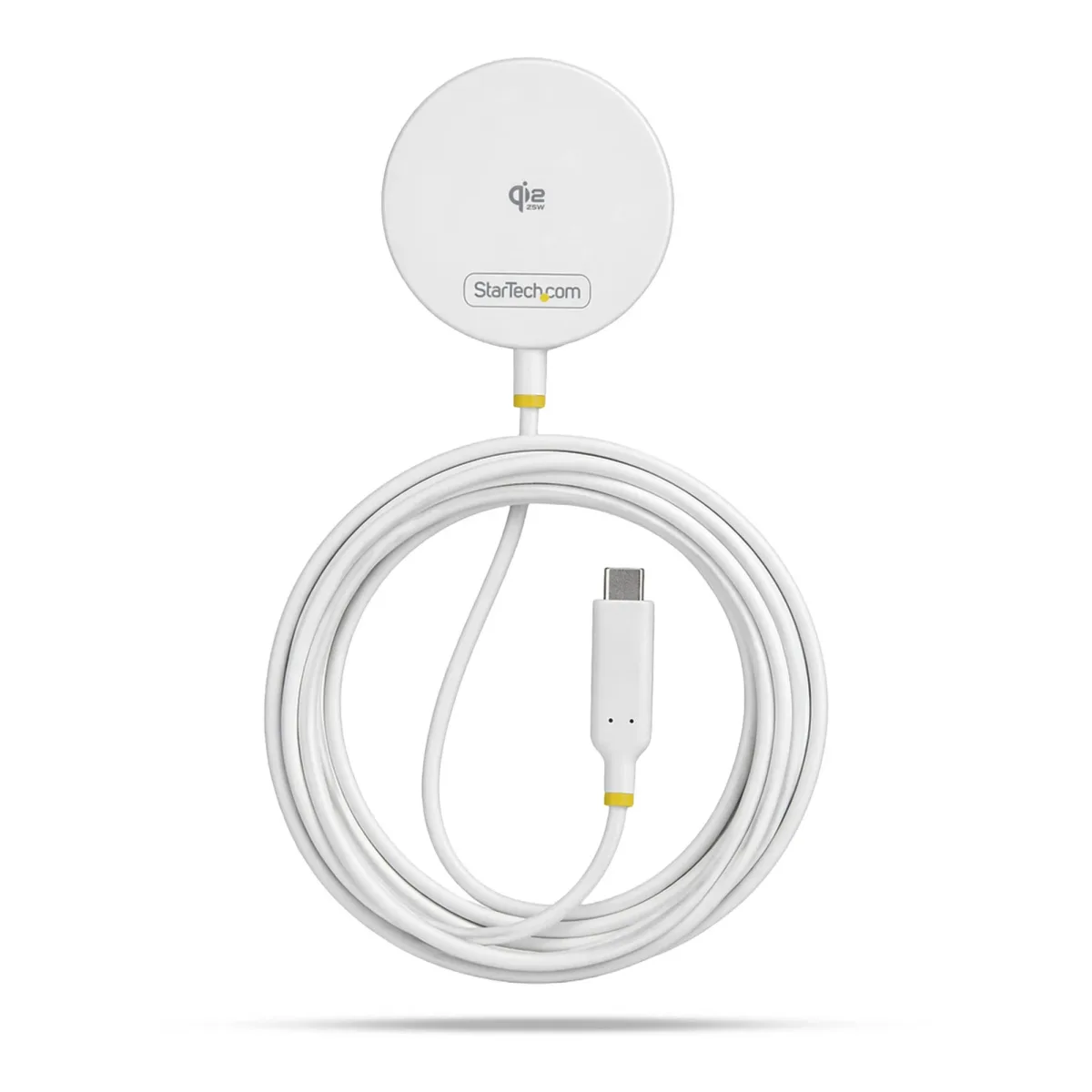 Startech - Wireless charging pad - Qi 2.2, magnetic, with USB-C tethered cable, MagSafe - 25 watt - white