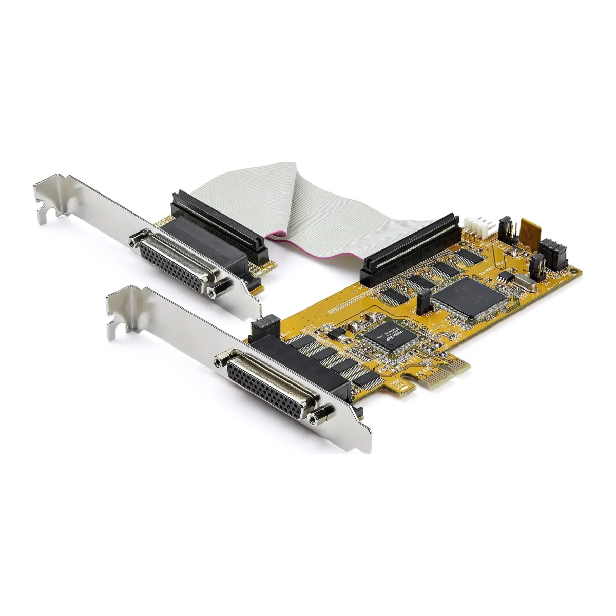 Startech 8-Port PCI Express RS232 Serial Adapter Card, PCIe RS232 Serial Card, 16C1050 UART, Low Profile Serial DB9 Controller/Expansion Card, 15kV ESD Protection, Windows/Linux - Full Profile Bracket Incl - Serial adapter - PCIe low profile - RS-232 x 8 - yellow - TAA Compliant