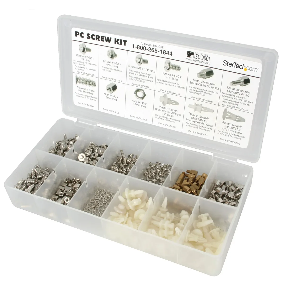 Startech Deluxe Assortment PC Screw Kit - Screw Nuts and Standoffs - Screw kit - PCSCREWKIT - Screw kit
