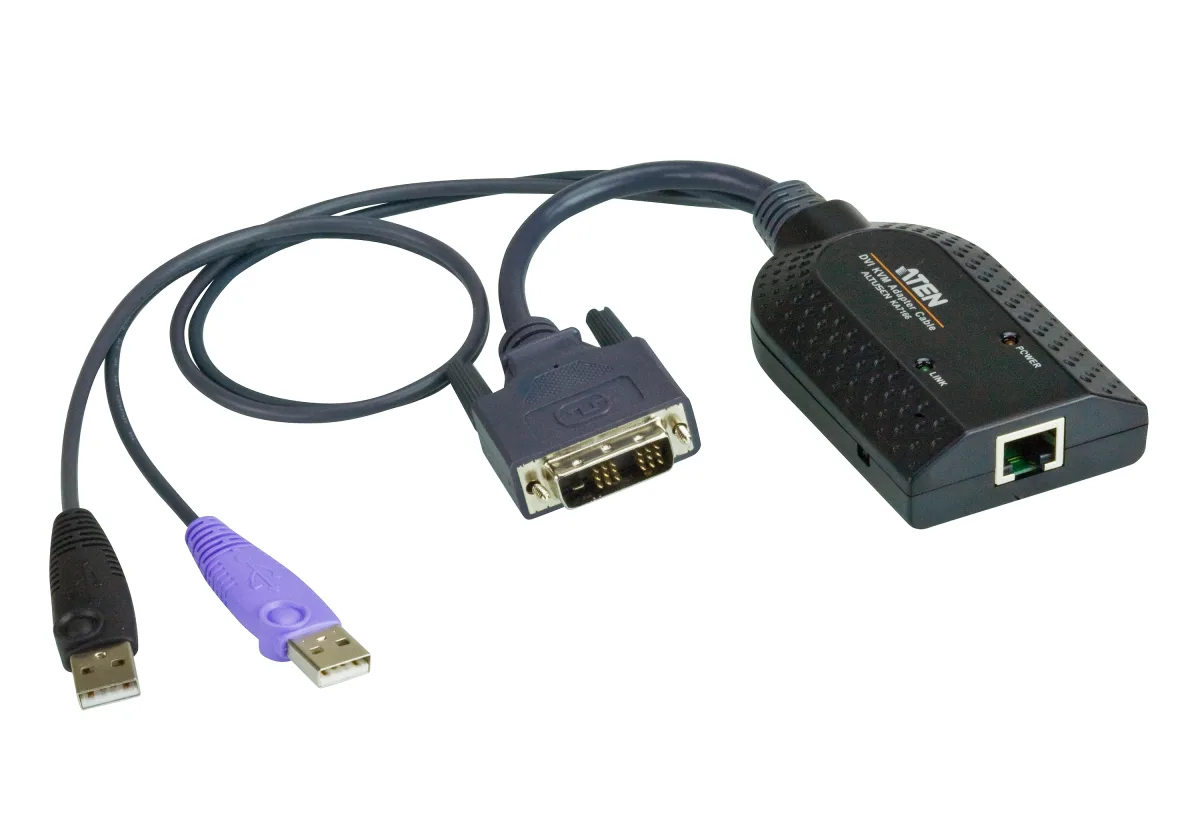 ATEN KA7166 - Keyboard / video / mouse (KVM) cable - RJ-45 (F) to USB, DVI-D (M) - 9.1 cm - for ATEN CN9850, KVM over IP KN1132VB
