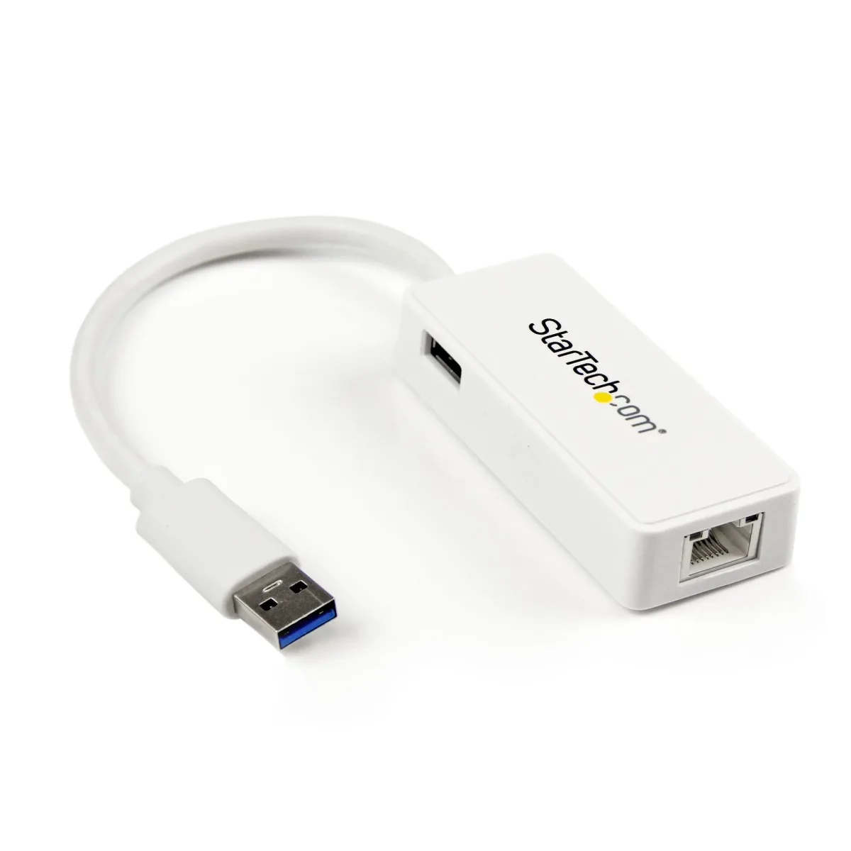 Startech USB 3.0 to Gigabit Ethernet Adapter NIC w/ USB Port (White) - USB 3.0 NIC - 10/100/1000 Mbps USB 3.0 LAN Adapter (USB31000SPTW)
