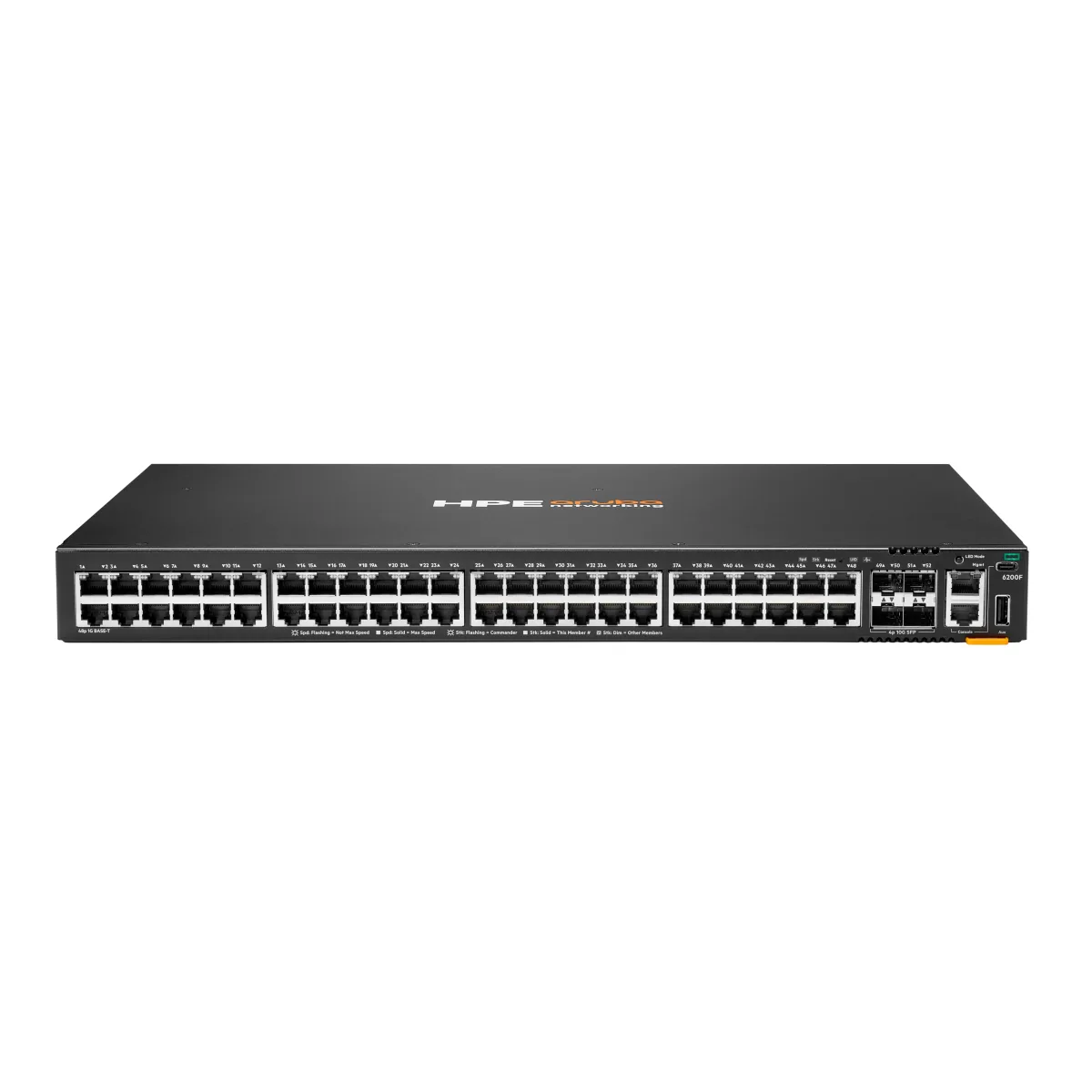 HPE Aruba Networking CX 6200F 48G 4SFP+ Switch - Switch - L3 - Managed - 48 x 10/100/1000 + 4 x 100/1000/10G SFP+ - front and side to back - rack-mountable