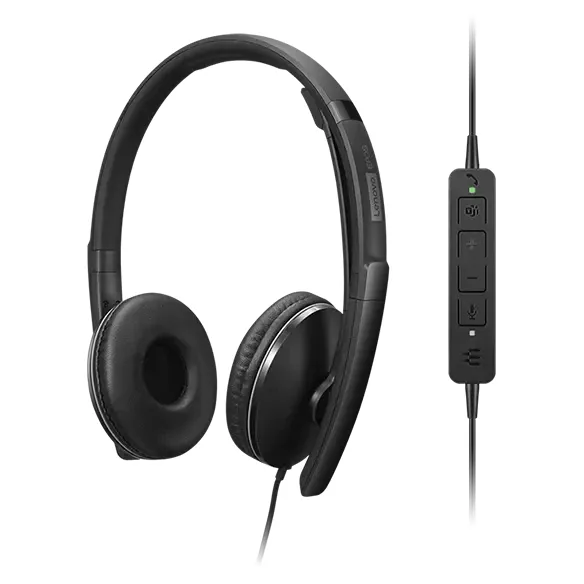 Lenovo Gen 2 - Headset - on-ear - wired - USB-C - black - Certified for Microsoft Teams