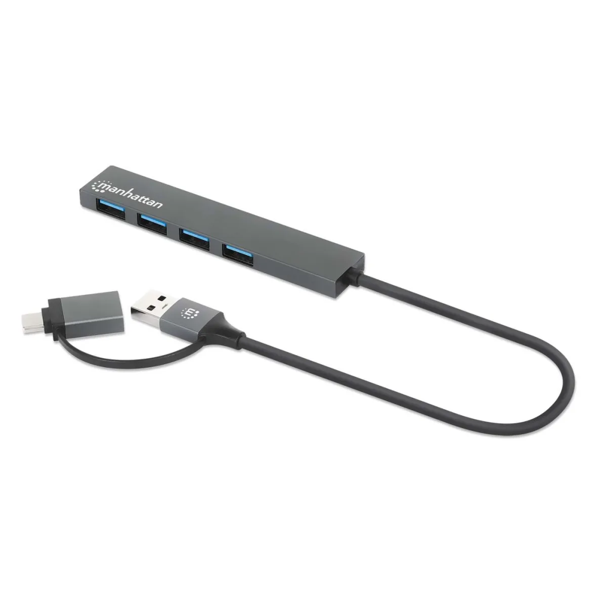 Manhattan 181006 Usbc/Usba Combo Dock/Hub 4 Port 4X Usba USB 3.0 Bus Powr