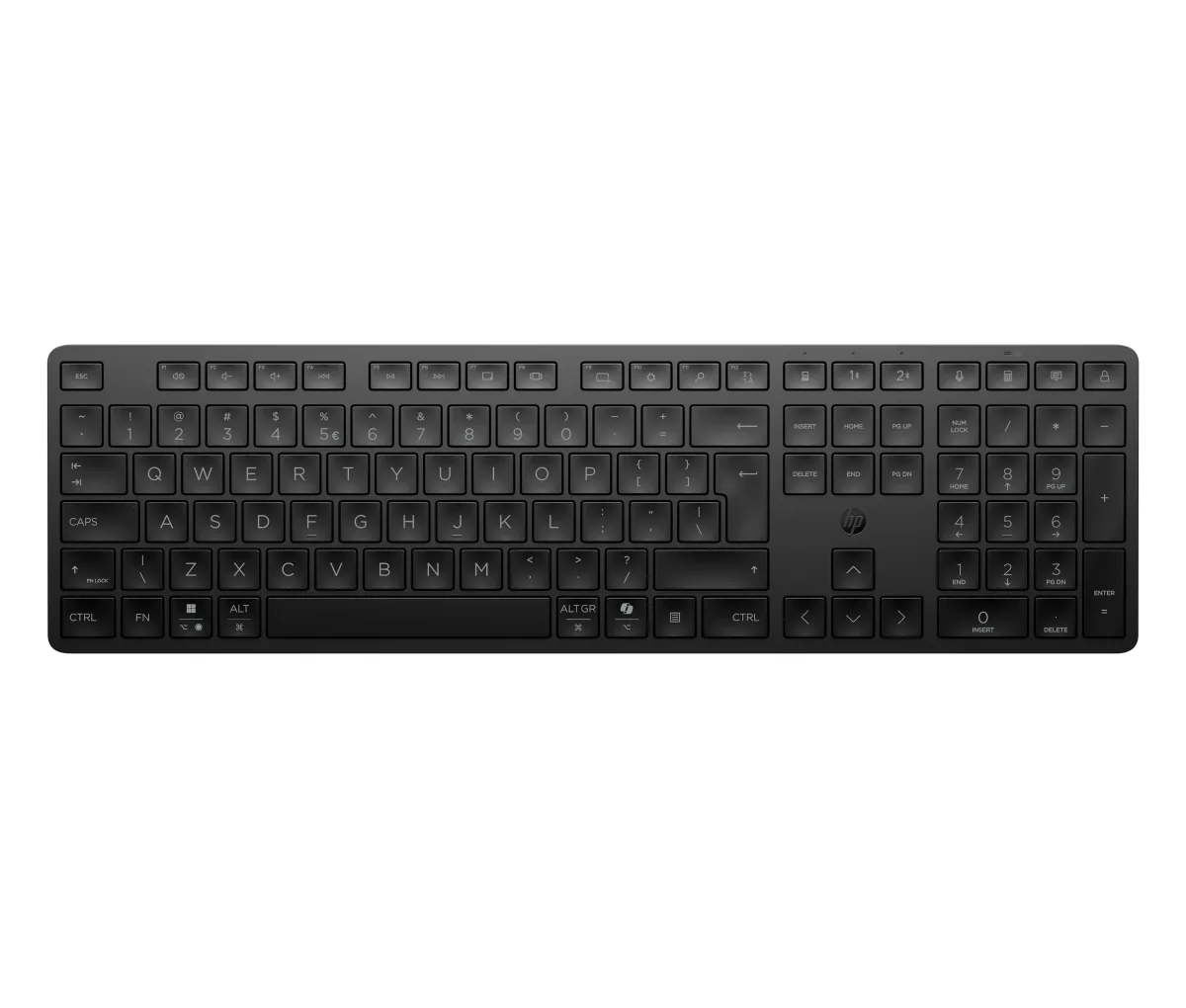 HP 490K - Keyboard - dual mode, 3-zone layout, multi-device, low profile key travel - full size - wireless - Bluetooth, 2.4 GHz - QWERTY - UK - black