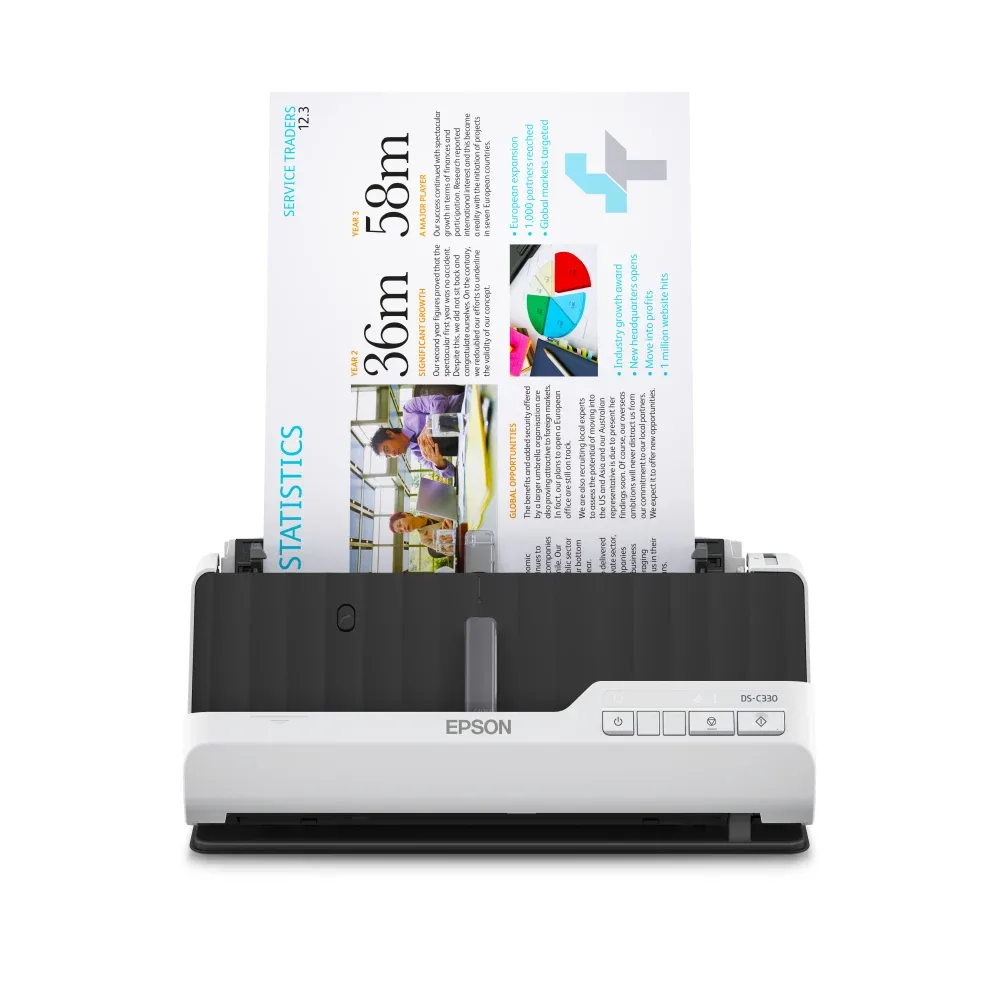 Epson DS-C330 - Sheetfed scanner - Duplex - A4/Legal - 600 dpi x 600 dpi - ADF (20 sheets) - up to 3500 scans per day - USB 2.0