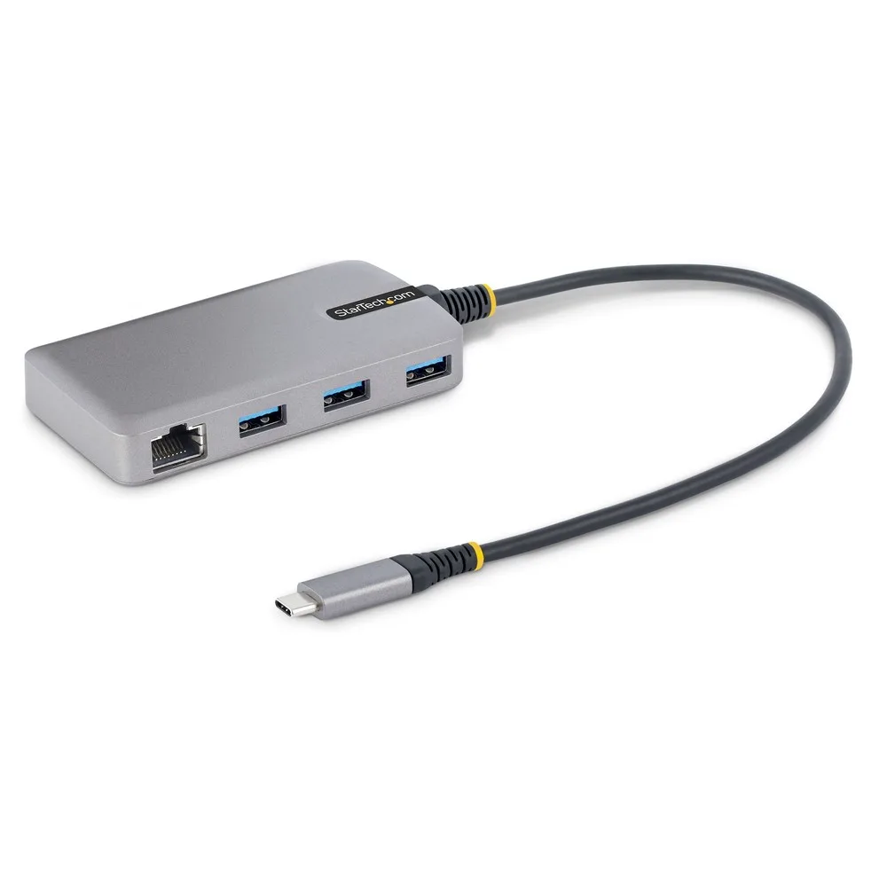 Startech 3-Port USB-C Hub with Ethernet, 3x USB-A Ports, Gigabit Ethernet, USB 3.0 5Gbps, Bus-Powered, USB Type-C Hub w/GbE and 1ft/30cm Long Cable, Portable Laptop USB C Hub Adapter - USB Expansion Hub, RJ45 (5G3AGBB-USB-C-HUB)