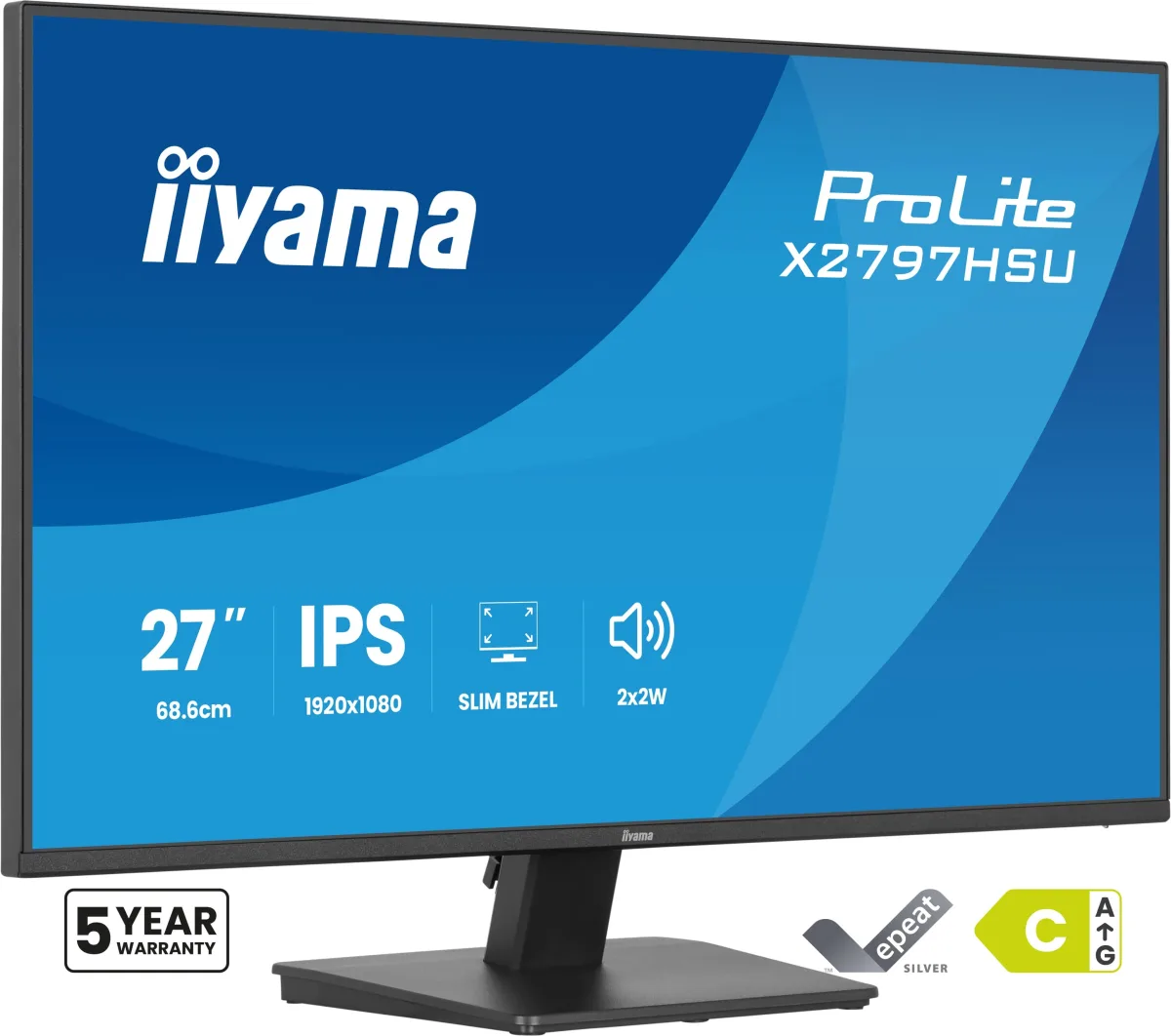 iiyama ProLite X2797HSU-B1 - LED monitor - 27" - 1920 x 1080 Full HD (1080p) @ 120 Hz - IPS - 350 cd/m² - 1500:1 - 4 ms - HDMI, DisplayPort - speakers - matte black