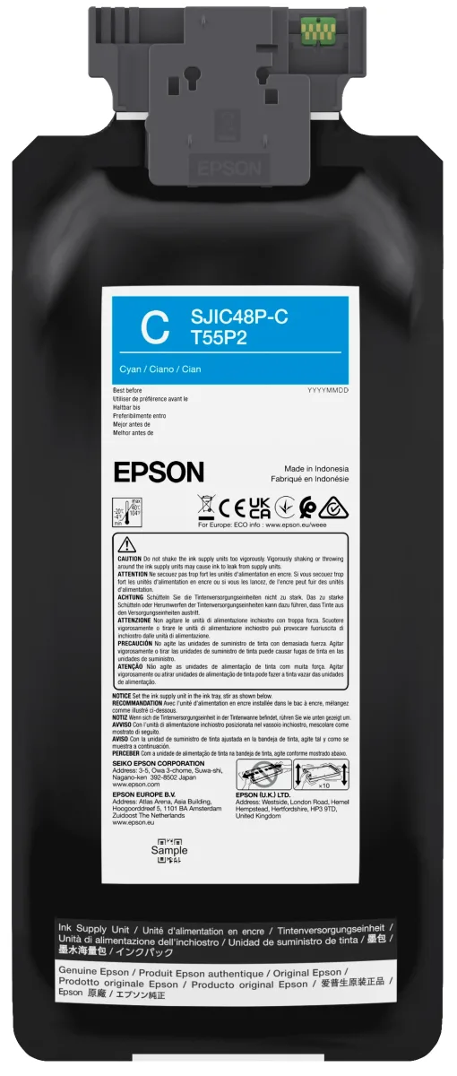 Epson T55P2 - 480 ml - cyan - original - box - ink pack - for EPL C8000E