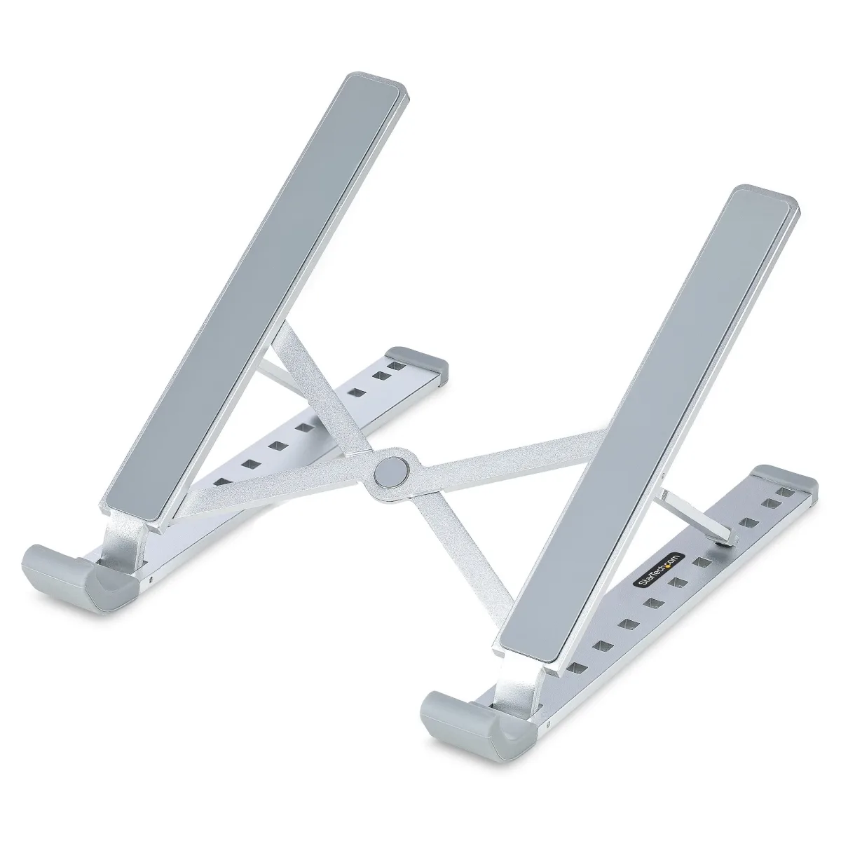 Startech Foldable Laptop Riser Stand, Portable Height Adjustable Ergonomic Laptop Stand, Ventilated Aluminum Frame Supports 22lb (10Kg), Tilt/Raised/Angled Laptop/Tablet Stand, Collapsible Design - Notebook stand - desktop - up to 15.6" - silver