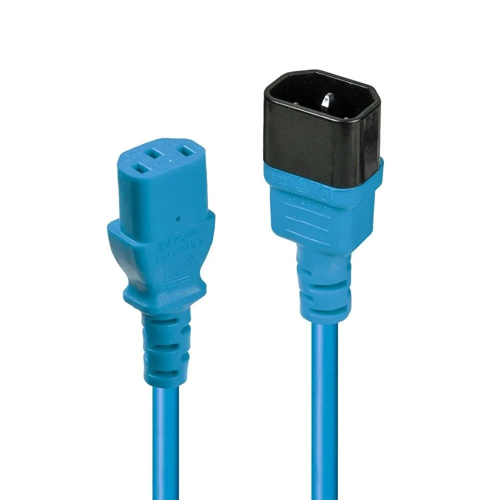 Lindy 30472 2M Iec Extension Cable Iec C14 to Iec C13 Blue