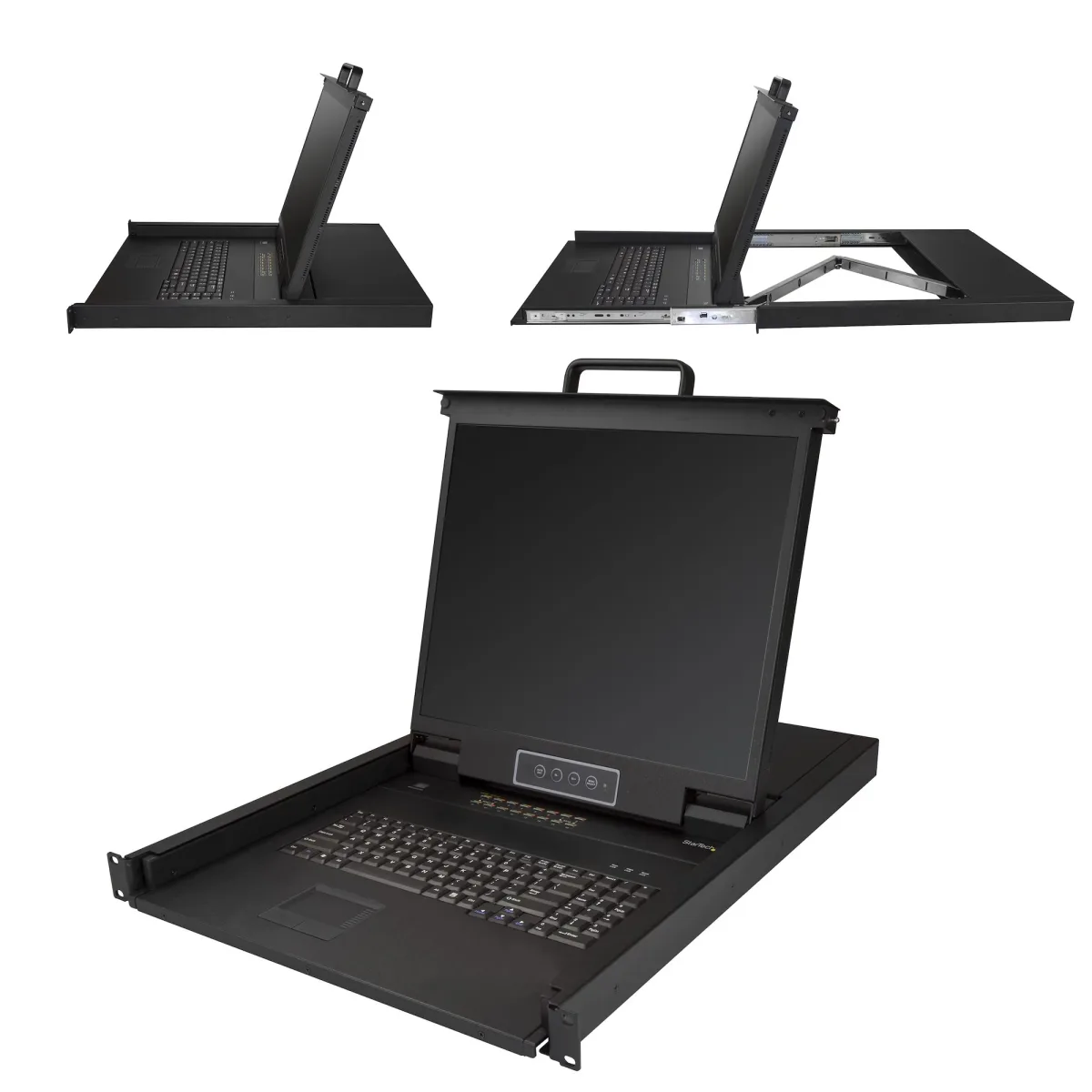 StarTech 16 Port Rackmount KVM Console with 6ft Cables, Integrated KVM Switch with 19" LCD Monitor, Fully Featured 1U LCD KVM Drawer- OSD KVM, Durable 50,000 MTBF, USB + VGA Support - 19in. LCD KVM Console (RKCONS1916K)