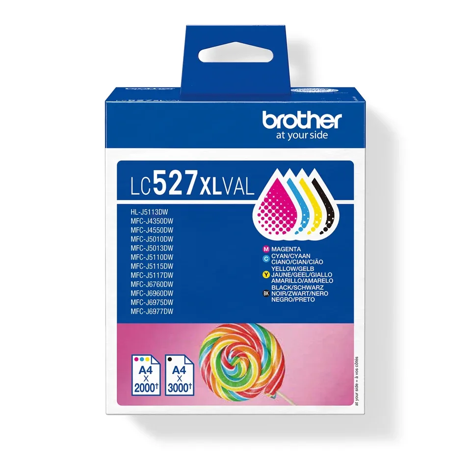 Brother LC527XL Value Pack - 4-pack - High Yield - black, yellow, cyan, magenta - original - hanging box - ink cartridge - for Brother MFC-J4350DW, MFC-J4550DW, MFC-J6760DW