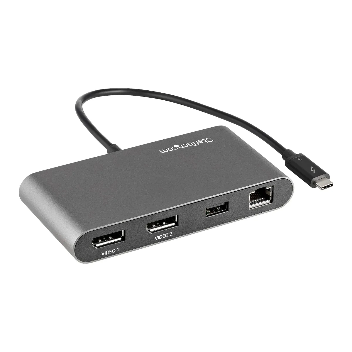 Startech Thunderbolt 3 Mini Dock - Portable Dual Monitor w/ DP 4K 60Hz - 2X USB-A Hub (3.2/2.0), GbE - 28cm Cable - TB3 Multiport Adapter - Mac/Windows - Upgraded Version of TB3DKM2DP (TB3DKMDPL) - Docking station - Thunderbolt 3 - 2 x DP - 1GbE