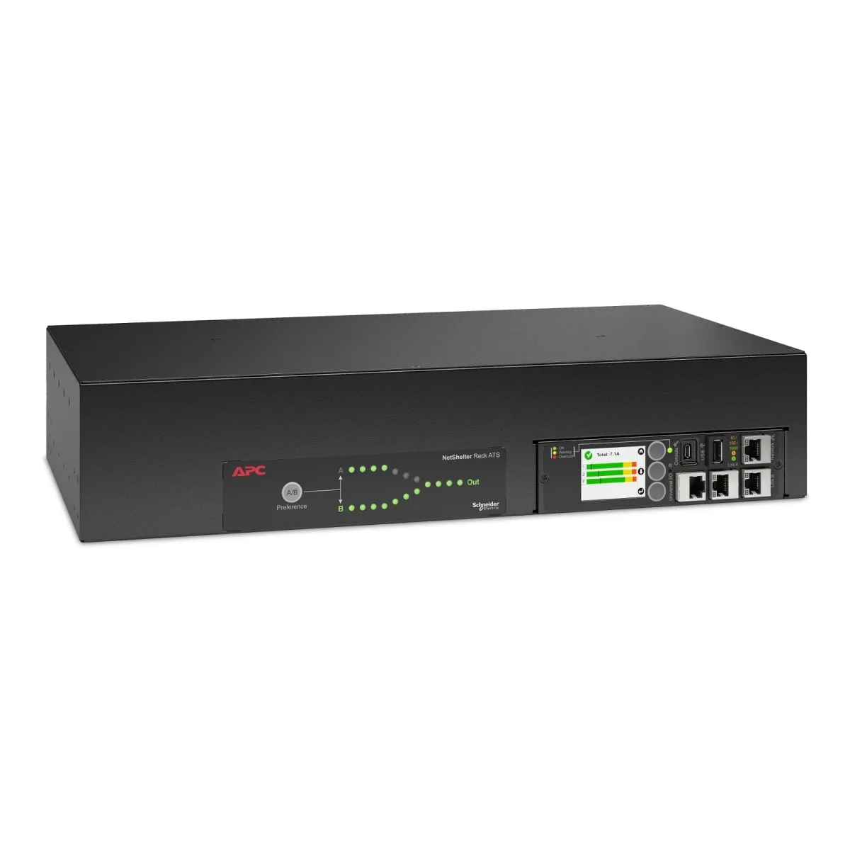 APC NetShelter - Automatic transfer switch (rack-mountable) - AC 207-253 V - 7400 VA - 1-phase - Ethernet 10/100/1000, USB - output connectors: 18 - 2U - 2.43 m cord - black