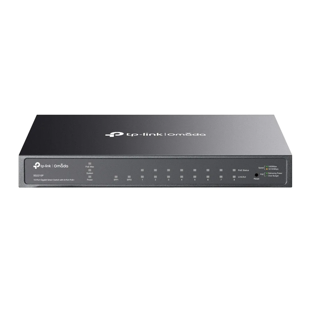 TP-Link JetStream TL-SG2210P V5 - Switch - smart - 8 x 10/100/1000 + 2 x SFP - desktop - PoE (61 W)