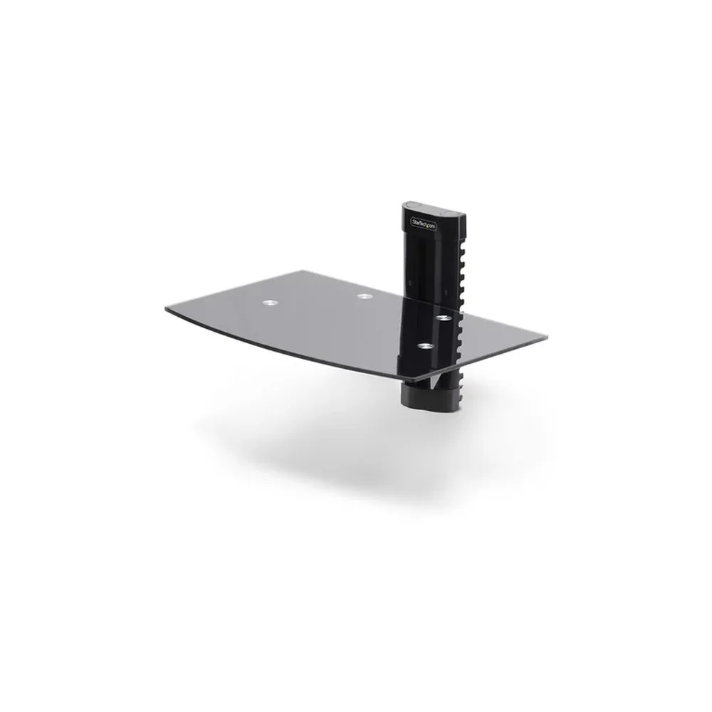 Startech Floating Wall-Mounted AV Shelf, Adjustable Height Shelf For Under TV, Organize A/V Equipment On Black Tempered Glass Shelf - Shelf - for audio/video components - plastic, aluminium, steel - black - wall-mountable