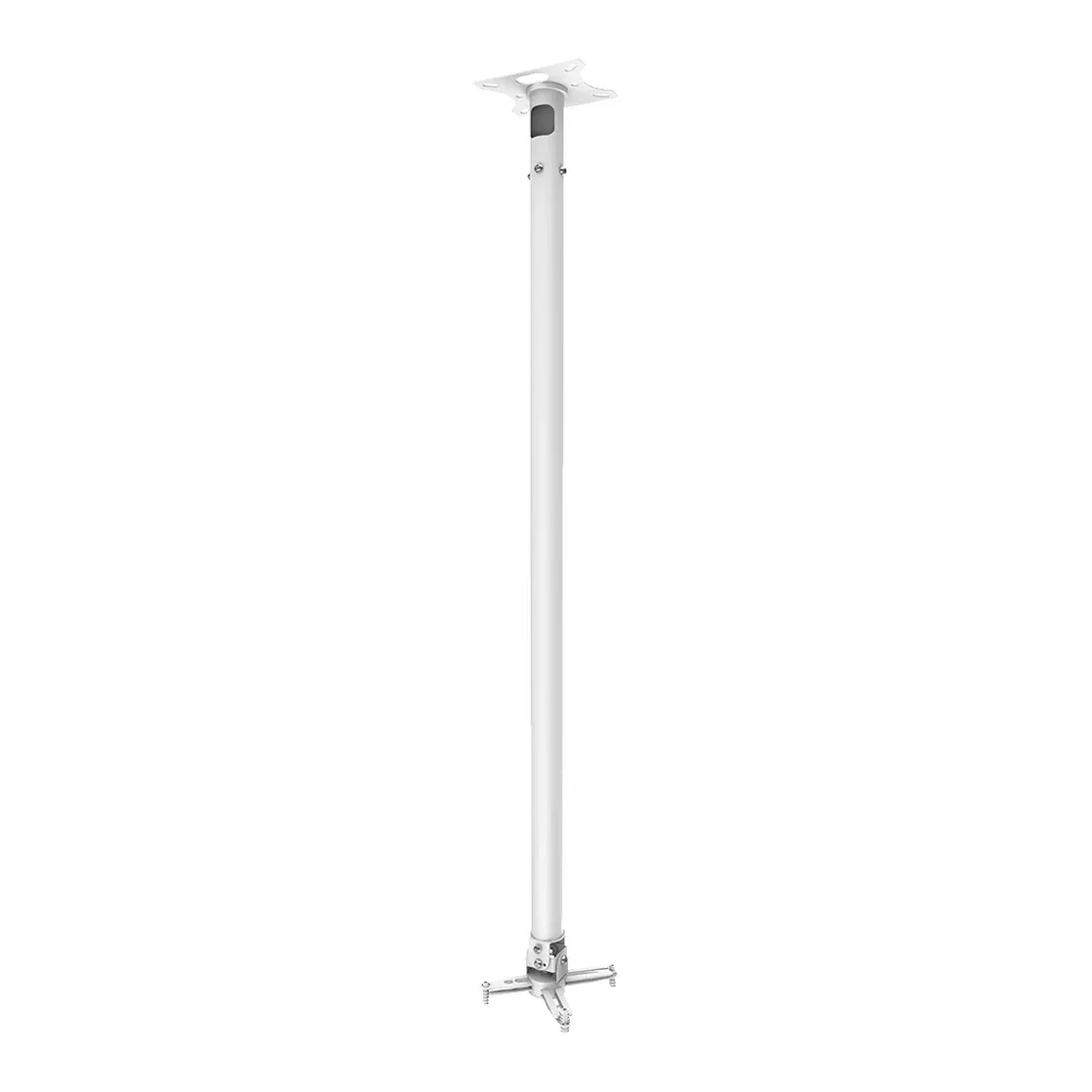 Universal projector ceiling mount - 1100 mm pole cut to length onsite - fits most projectors - obstruction free cable management - includes drilling jig, retrofitting ceiling trim disc, sloping ceiling yoke - white