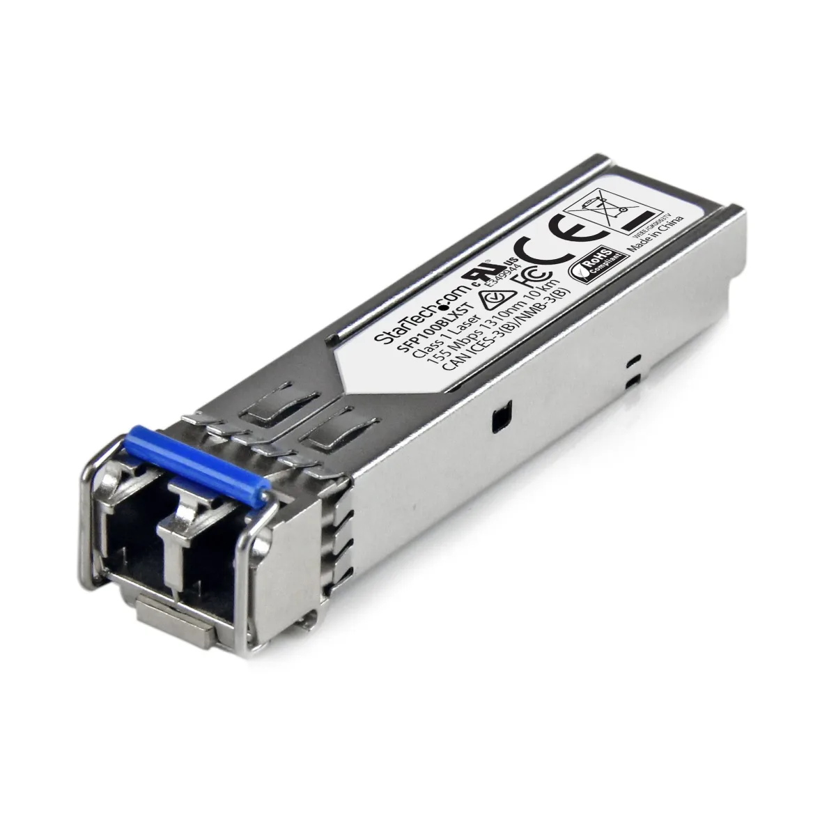 Startech MSA Uncoded Compatible SFP Module, 100BASE-LX, 100MbE Single Mode (SMF) Fiber Optic Transceiver, 100Mb Ethernet SFP, LC Connector, 10km, 1310nm, DDM, Mini GBIC Module, 100Mbps - Lifetime Warranty (SFP100BLXST)