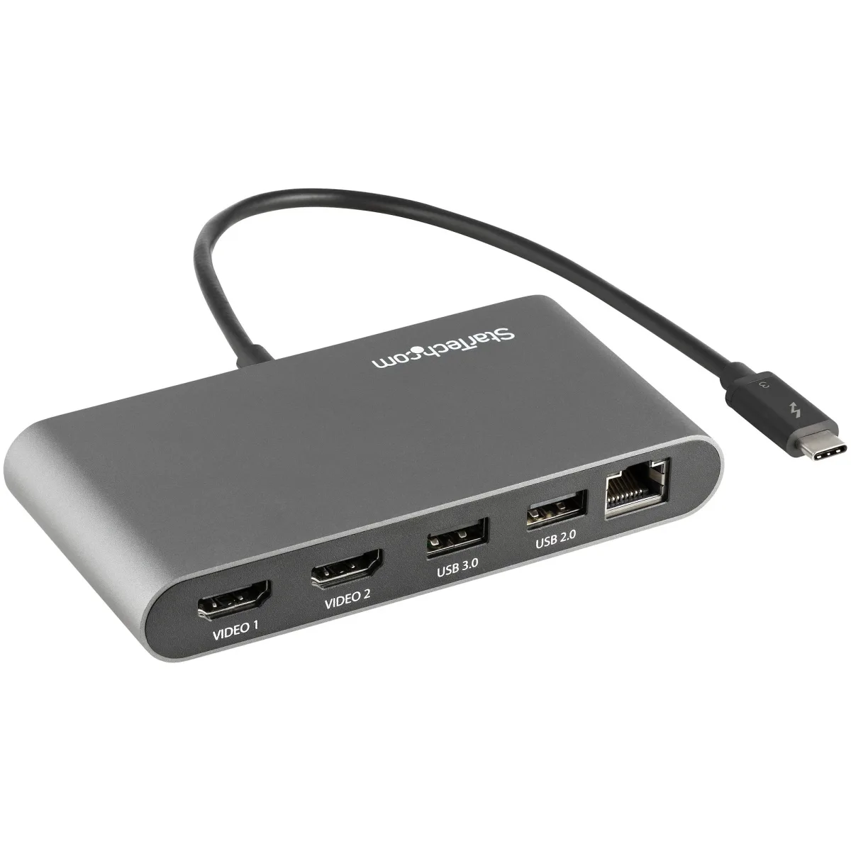 Startech Thunderbolt 3 Mini Dock - Portable Dual Monitor w/HDMI 4K 60Hz - 2X USB-A Hub (3.2/2.0), GbE - 28cm Cable - TB3 Multiport Adapter - Mac/Windows - Upgraded Version of TB3DKM2HD (TB3DKMHDL) - Docking station - Thunderbolt 3 - 2 x HDMI - 1GbE
