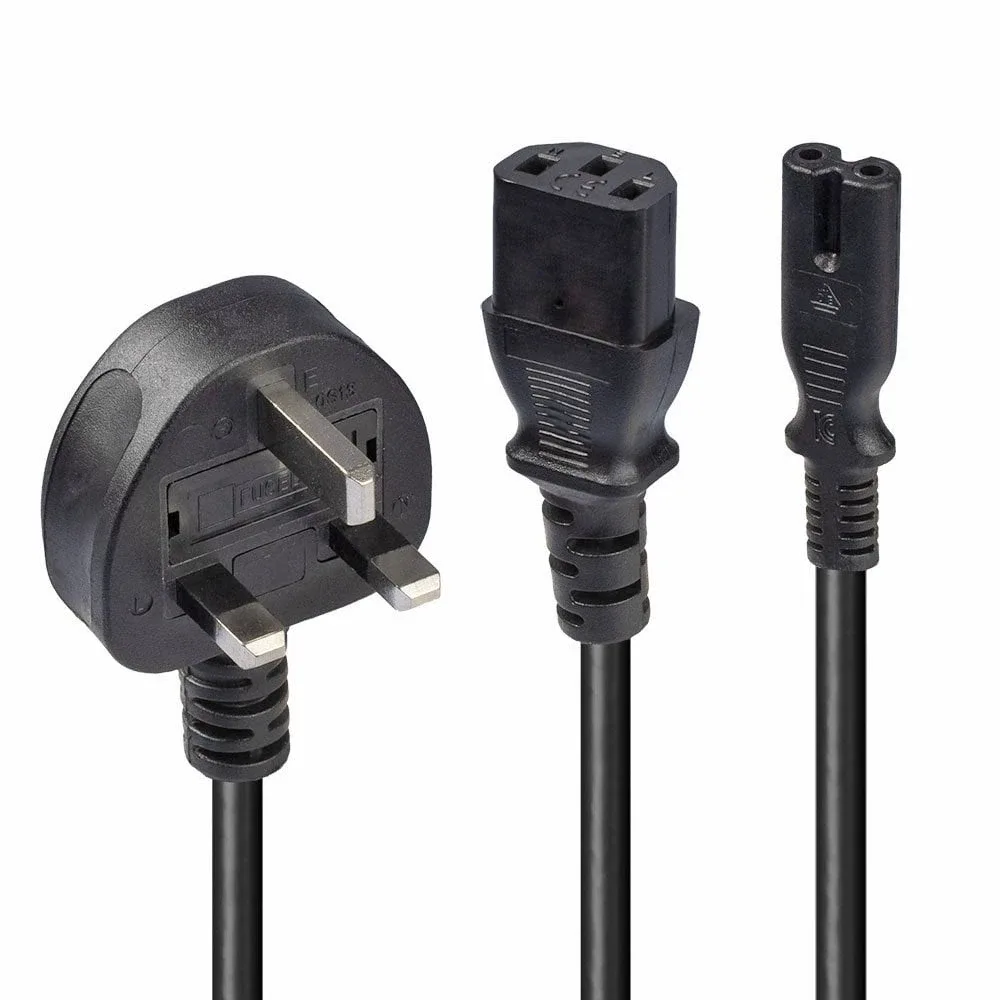 Lindy 30426 2.5M Y Mains Power Cbl UK 3 Pin Plug to Iec C13/C7