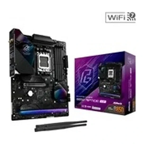 ASRock B850 Riptide WiFi PHANTOM GAMING AMD AM5 Socket Motherboard, ATX, 4x DDR5 Slots, 4x M.2 Sockets, Fitted I/O Shield, 2.5GbE LAN, Wi-Fi 7, 1x HDMI Port