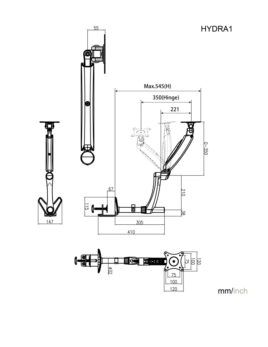 Amer HYDRA1 Single Monitor Mount Articulating Arm