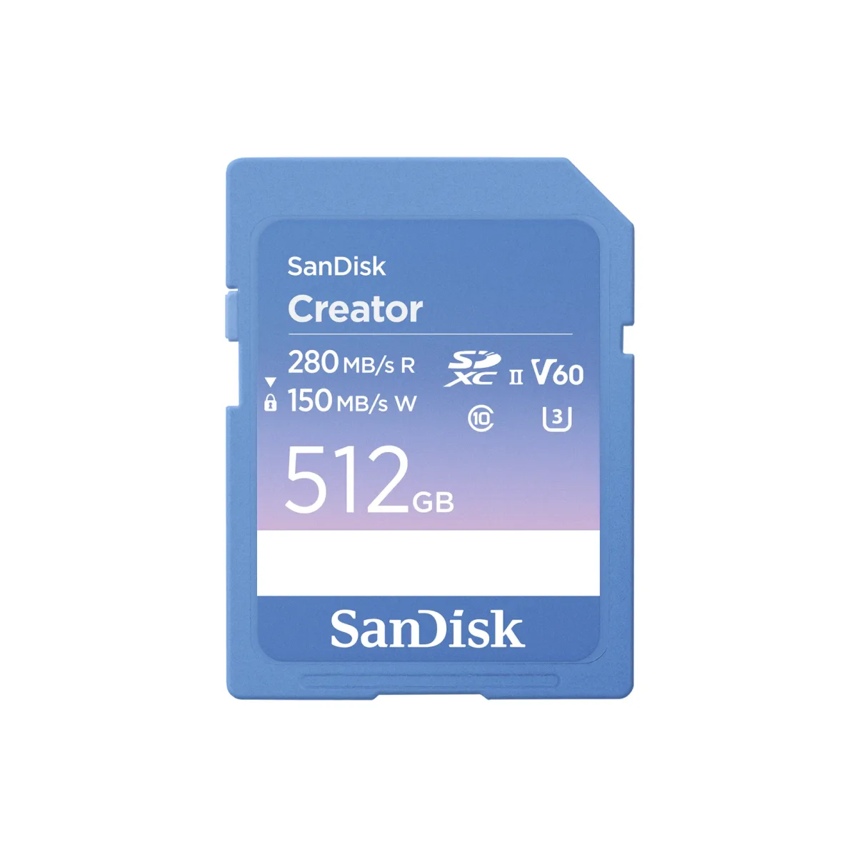 SanDisk Creator - Flash memory card - 512 GB - Video Class V60 / UHS-II U3 / Class10 - SDXC UHS-II