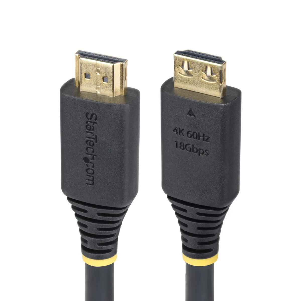 Startech 15ft High Speed HDMI Cable w/Gripping Connectors, 4K 60Hz - High Speed - HDMI cable with Ethernet - HDMI male to HDMI male - 4.5 m - shielded - black - halogen-free, passive, 4K60Hz support, 1080p support 240Hz, 2K144Hz support