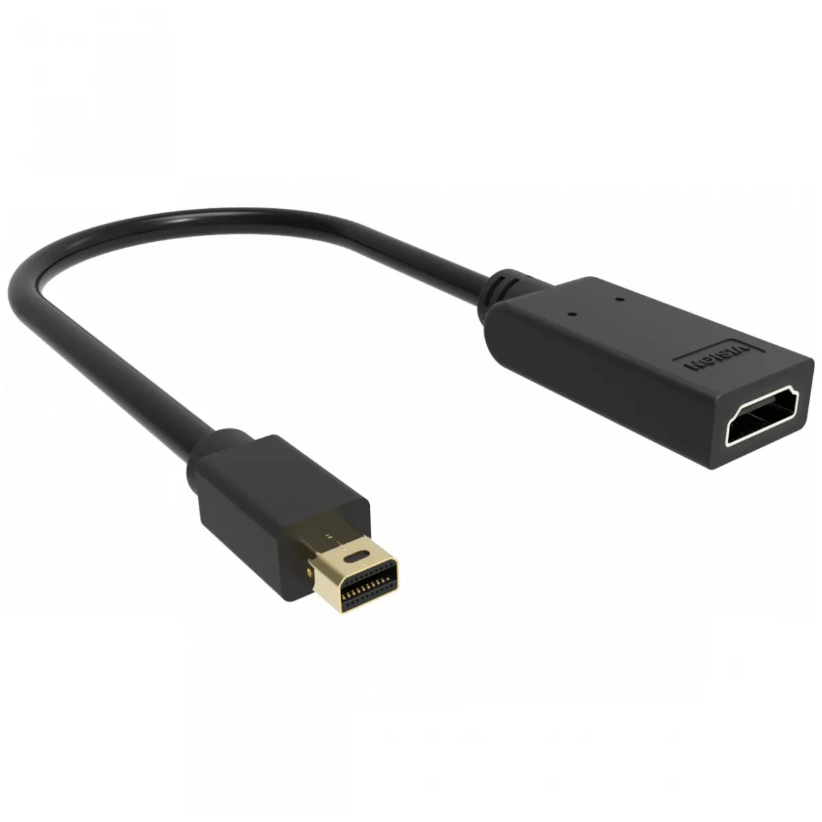 Mini DisplayPort to HDMI adaptor - 4k 60 hz - gold connectors - HDMI 2.0 - does not convert HDMI to DP - mDP (m) to HDMI (f) - ati eyefinity multi screen display - overall length 225 mm - outer 5.5 mm - 30 awg - black
