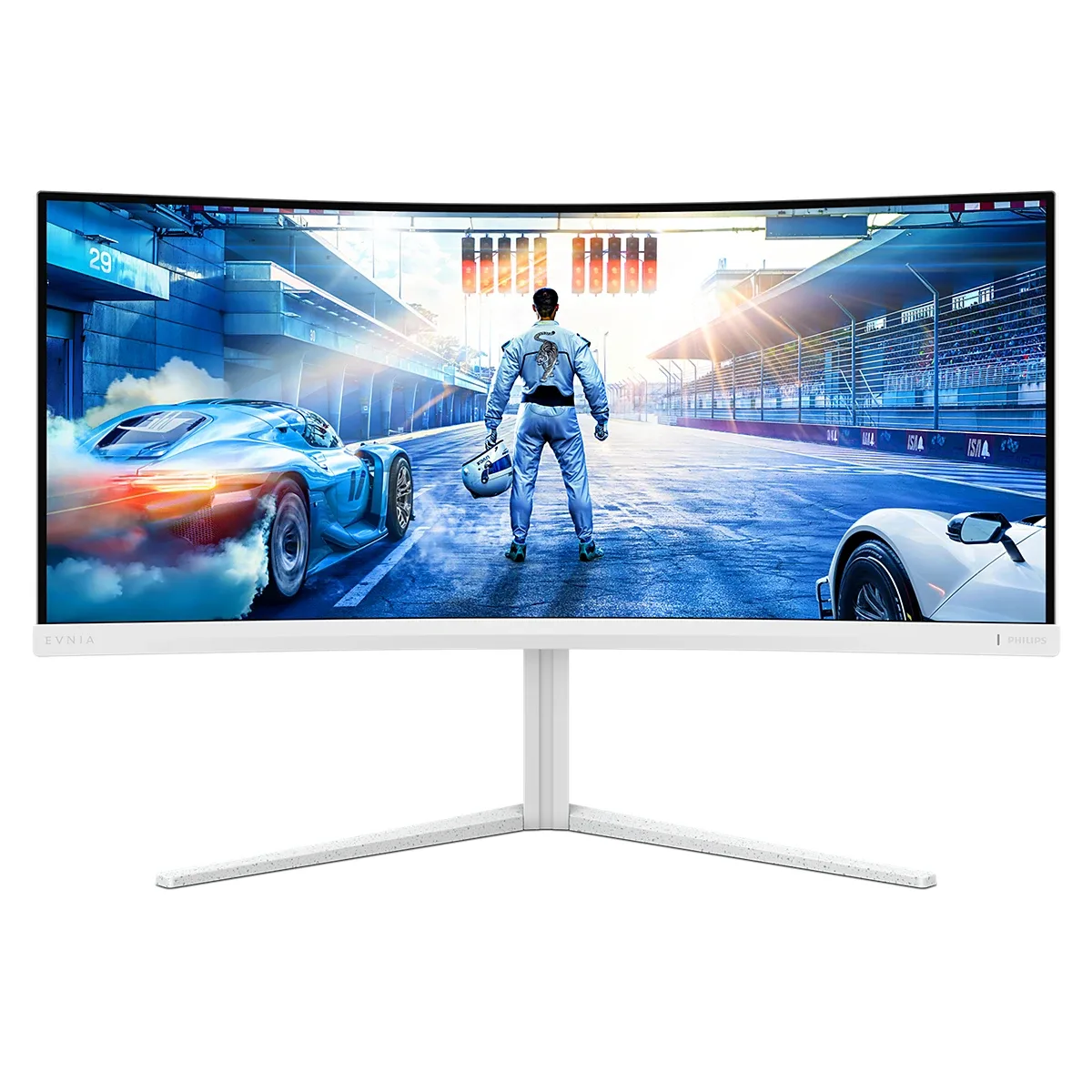 Philips Evnia 5000 34M2C5501A - LED monitor - gaming - curved - 34" - 3440 x 1400 WQHD @ 180 Hz - Fast VA - 300 cd/m² - 4000:1 - DisplayHDR 400 - 0.5 ms - 2xHDMI, DisplayPort - speakers - white