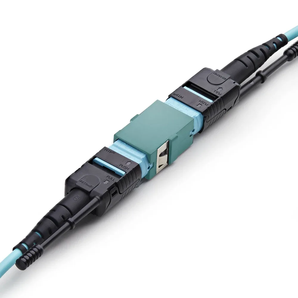 Startech - Network coupler - TAA Compliant - MTP/MPO/PC multi-mode (F) to MTP/MPO/PC multi-mode (F) - fibre optic - 50 / 125 micron - OM3/OM4 - passive - aqua