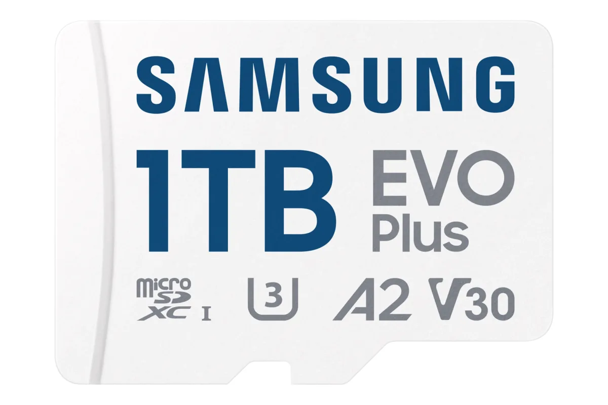 Samsung EVO Plus MB-MC1T0SA - Flash memory card (microSDXC to SD adapter included) - 1 TB - A2 / Video Class V30 / UHS-I U3 / Class10 - microSDXC UHS-I