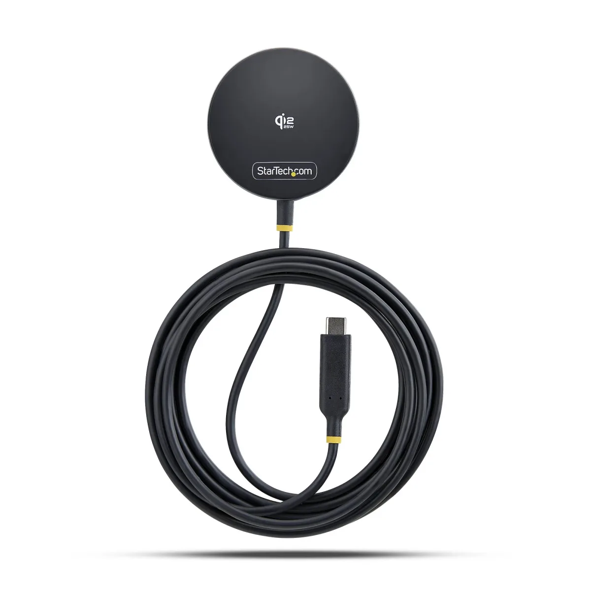 Startech - Wireless charging pad - Qi 2.2, magnetic, with USB-C tethered cable, MagSafe - 25 watt - black